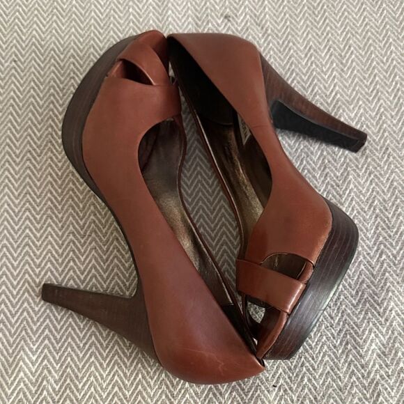 Steve Madden Women's Chestnut Peep Toe Heels Size 9M - Picture 4 of 5